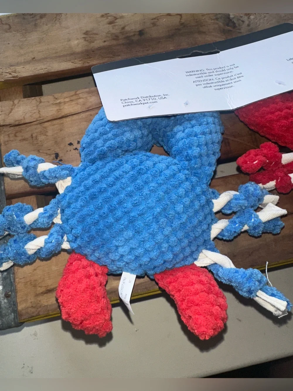 Patchwork Pet Snuggler Plush Dog Toys - Blue Crab & Red Lobster~ New